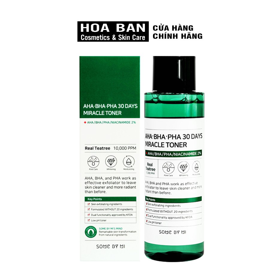 Nước Hoa Hồng Some By Mi AHA-BHA-PHA 30 Days Miracle Toner 150ml - Hoa Ban Cosmetic