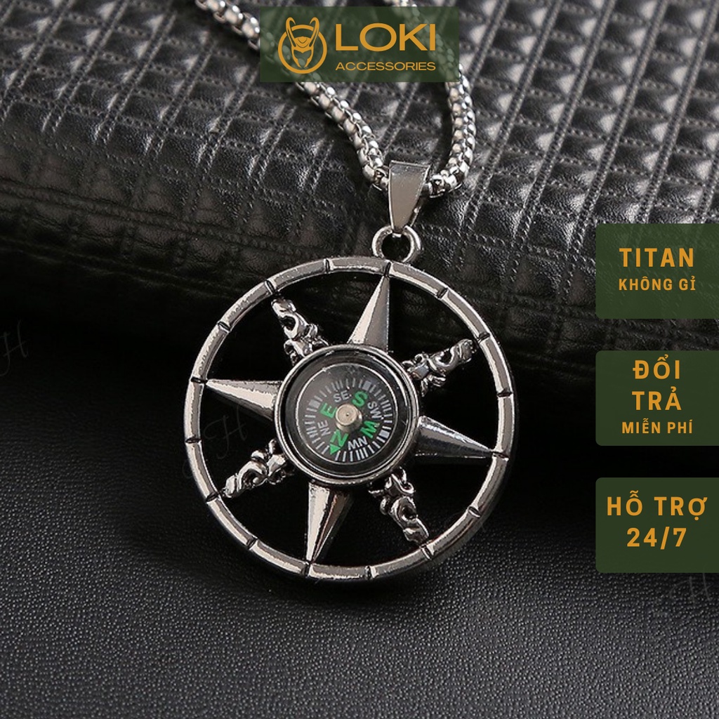 Vòng cổ dây chuyền màu bạc nam nữ unisex Loki Accessories Titan đẹp phụ kiện thời trang - VÒNG CỔ LA BÀN