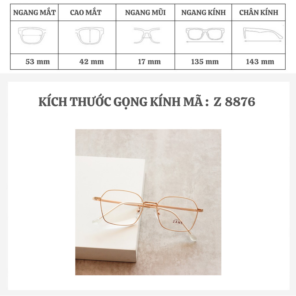Gọng kính cận nam lắp sẵn cận chất liệu kim loại mắt vuông chống ánh sáng xanh Z2223-29162 Eyepro