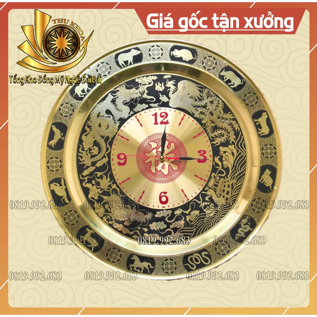 Đồng Hồ Treo Tường Phòng Khách Đẹp 55cm Chất Liệu Đồng Thau Họa Tiết Trống Đồng Đông Sơn Sang Trọng Đồ Đồng Đại Bái