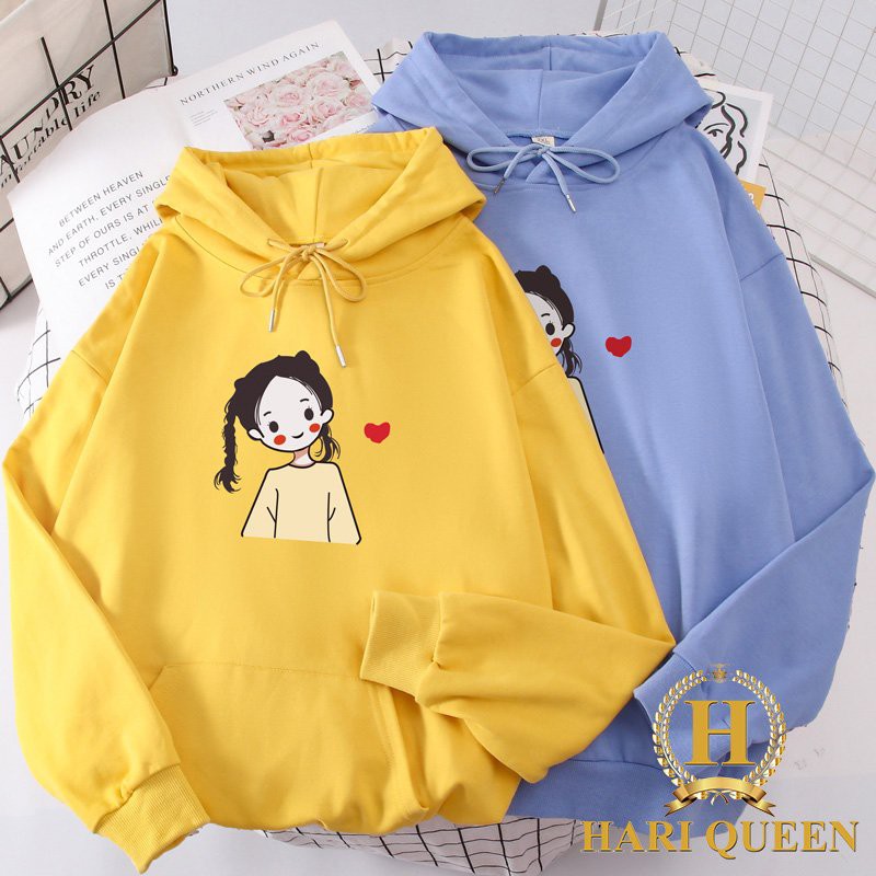 Áo hoodie cô gái kết tóc tim HARI0121