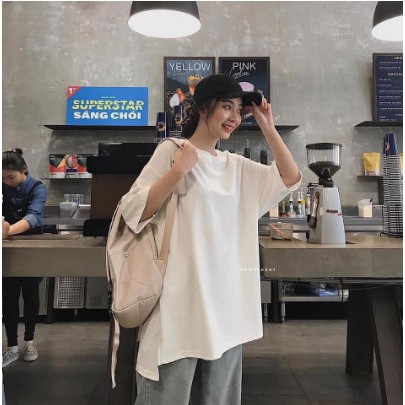 Áo Thun Form Rộng Xẻ Vạt Phông trơn tay lỡ oversize màu Đen, Trắng,Tím | BigBuy360 - bigbuy360.vn