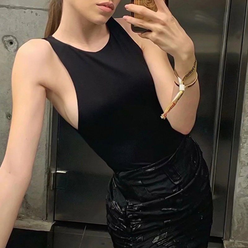 Áo liền quần ECMLN không tay gài nút thiết kế quyến rũ