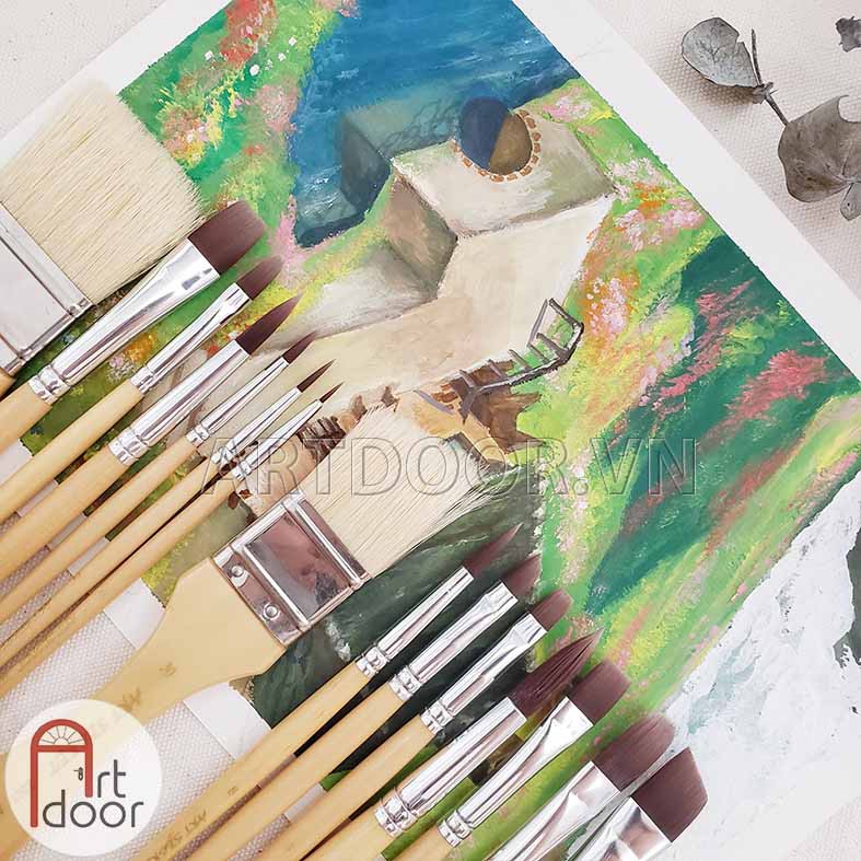 [ARTDOOR] Bộ cọ vẽ Acrylic ART SECRET 16 cây (kèm túi đen)