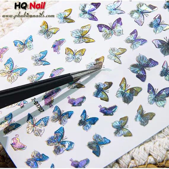 [Mẫu Hot mới 2021] Stick bướm dạ quang laser trang trí móng cực xinh