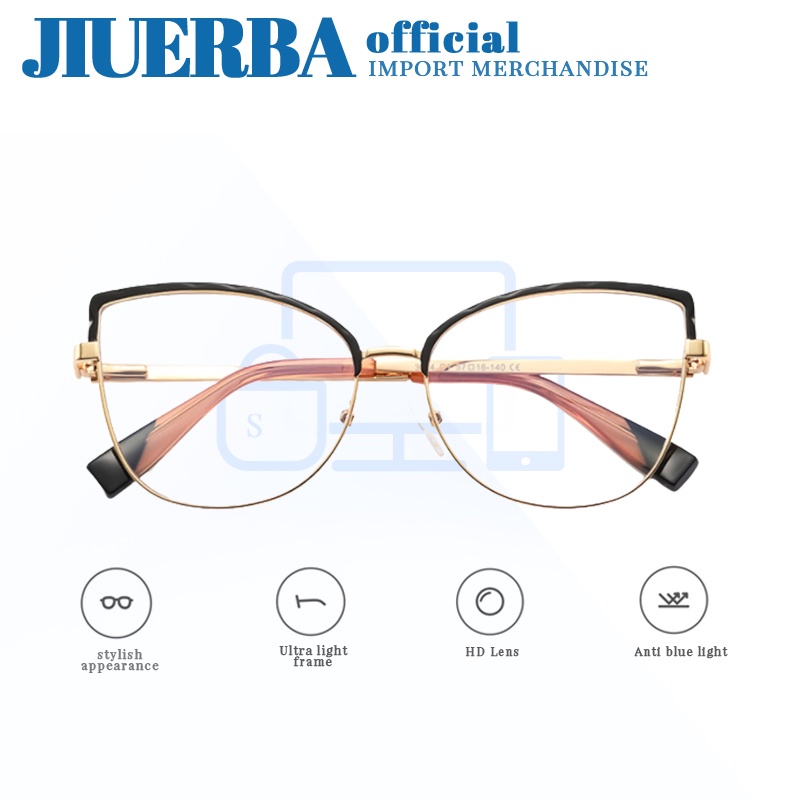 JIUERBA Kính Cận Gọng Hình Mắt Mèo TR90 Hàn Quốc Cho Nam Nữ Cận Thị 3042