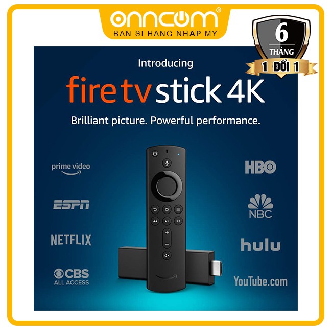 Thiết bị Fire TV Stick 4K kèm Alexa Voice Remote - Hàng nhập Mỹ - BH 6 tháng