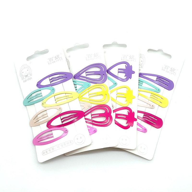 Phụ kiện tóc set 6 kẹp hình trái tim cho bé gái nhiều màu dễ thương phong cách Hàn Quốc Poco Home