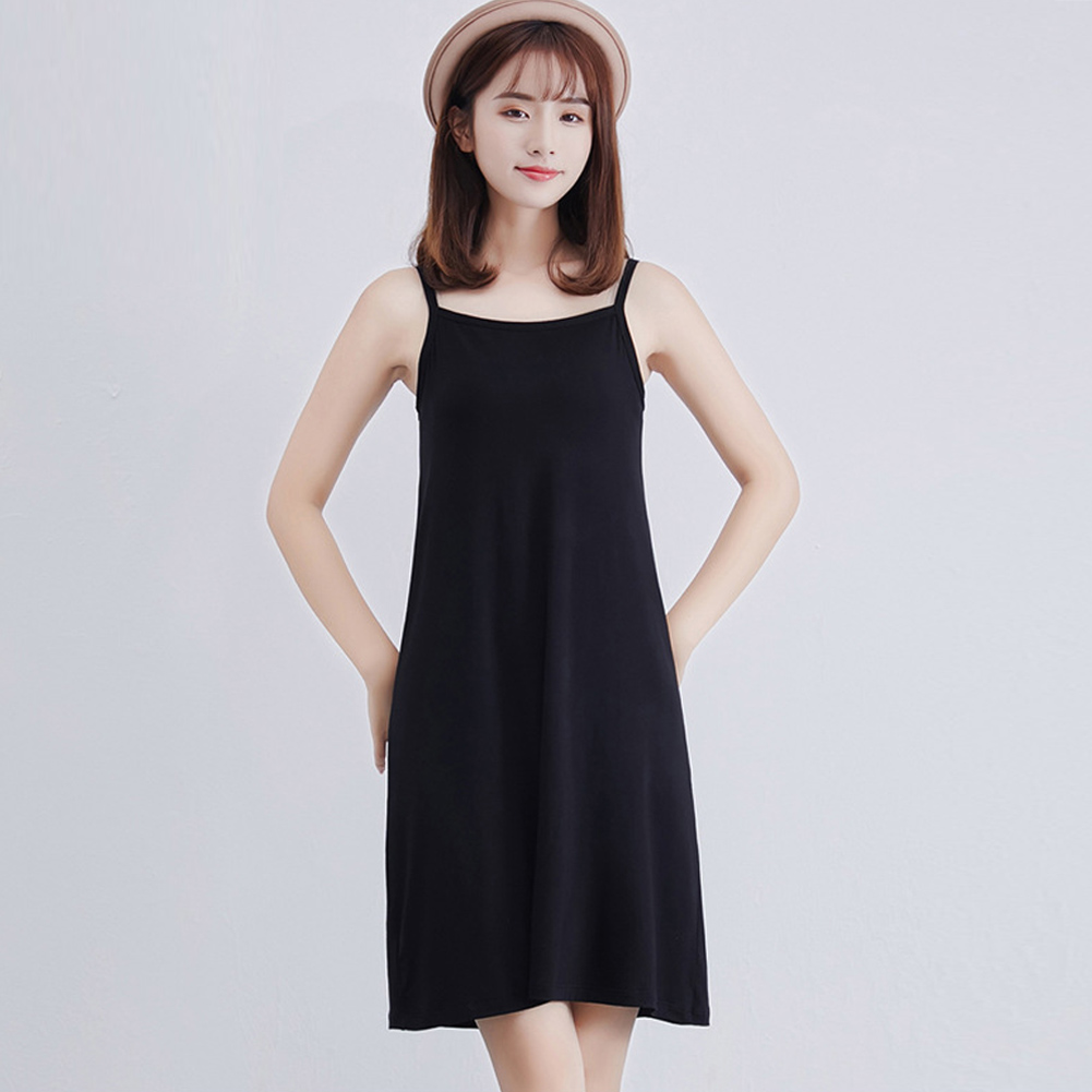 Đầm Cotton Hai Dây Trơn Màu Xinh Xắn Dành Cho Nữ