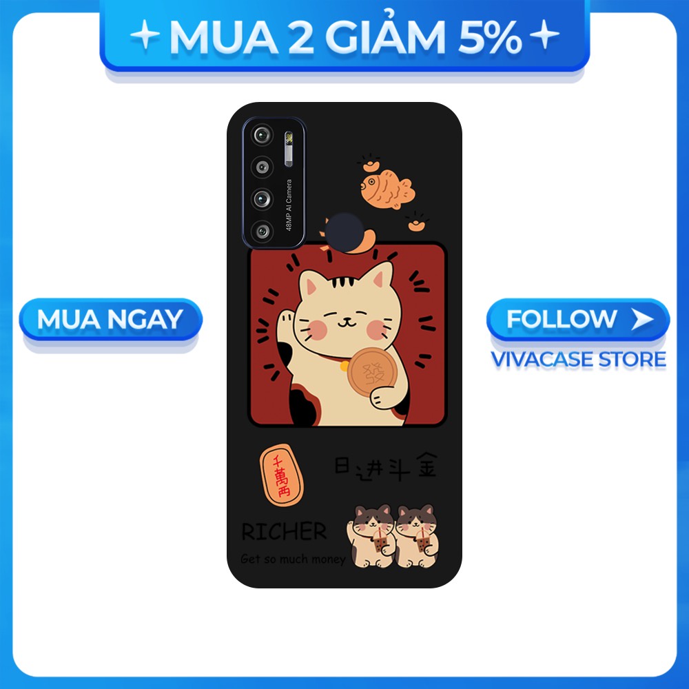Ốp lưng Vsmart Joy 3/Joy 4/Active 3/Bee 3/Live/...dẻo đen hình Mèo tài lộc