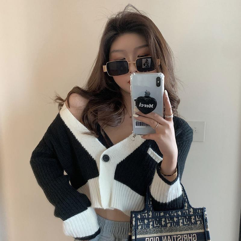 Áo khoác cardigan dệt kim tay dài dáng ngắn thời trang cho nữ | BigBuy360 - bigbuy360.vn