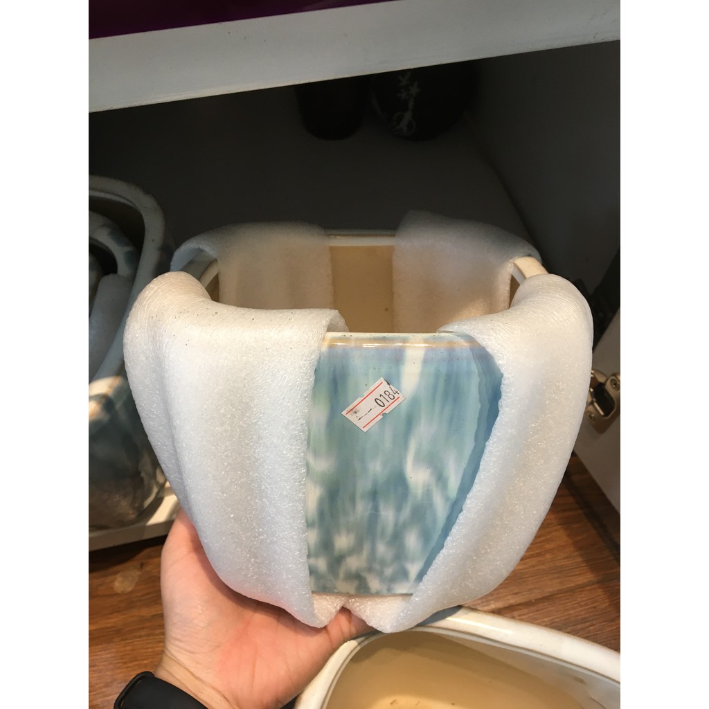 Chậu men xanh ngọc vuông trồng caaycos size - CHA0183/CHA0184/CHA0185