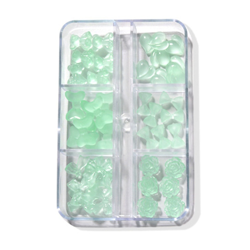 Hộp Phụ Kiện Trang Trí Móng 3D Hình Gấu Dạ Quang Lấp Lánh