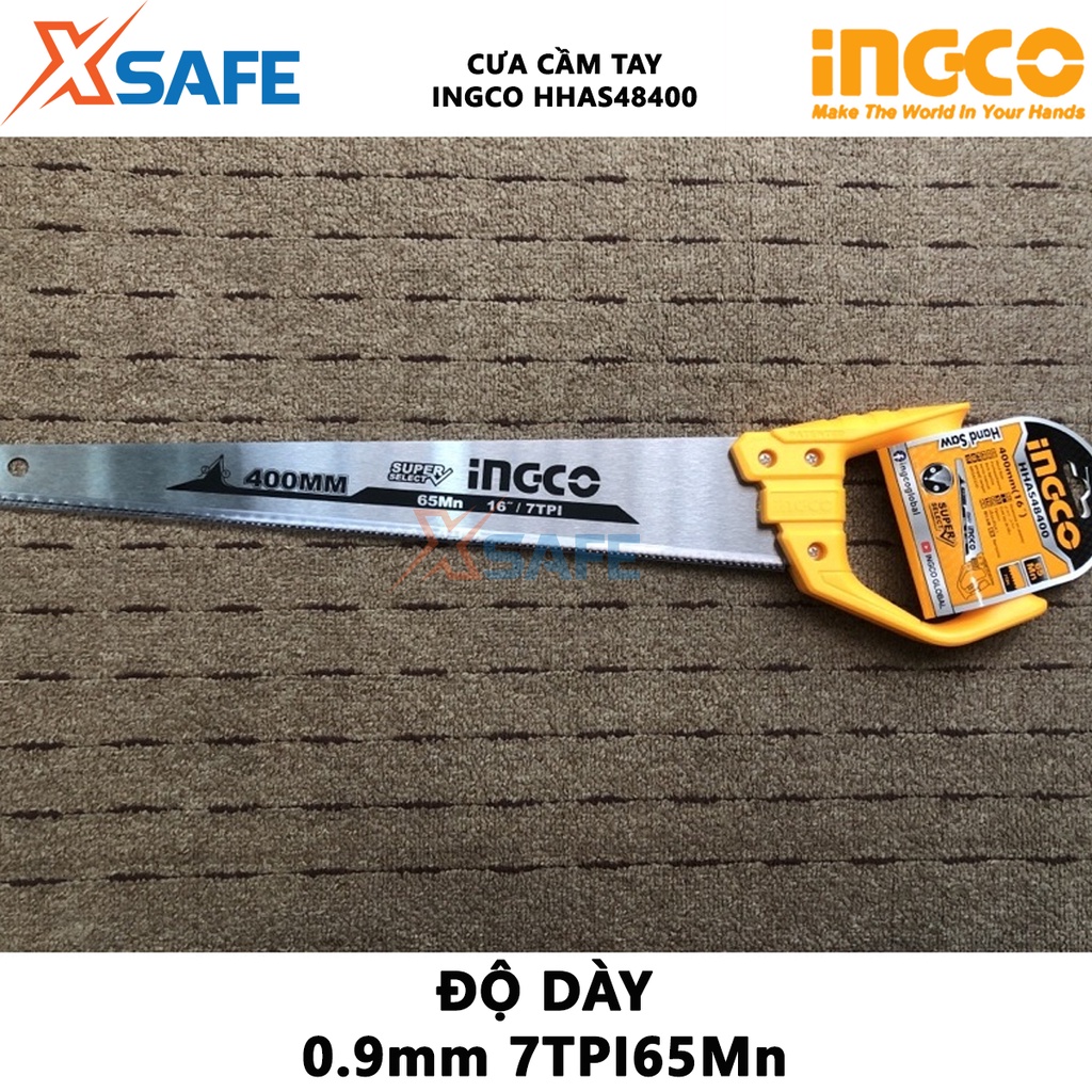 Cưa sắt cầm tay INGCO HHAS48400 - Lưỡi cưa chất liệu thép SKS, chiều dài 400mm, độ dày 0.9mm
