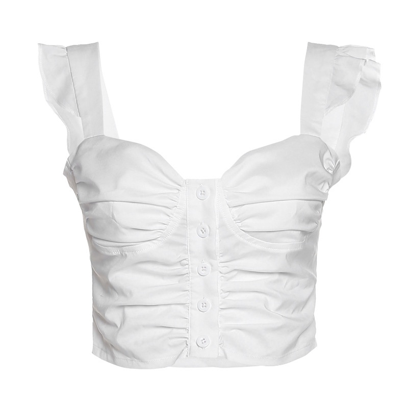 Áo Tank Top Xếp Ly Phối Nút Hợp Thời Trang Cho Nữ