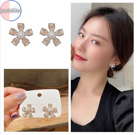 Đôi khuyên tai hình cánh hao đính đá lấp lánh thời trang sang trọng cho nữ