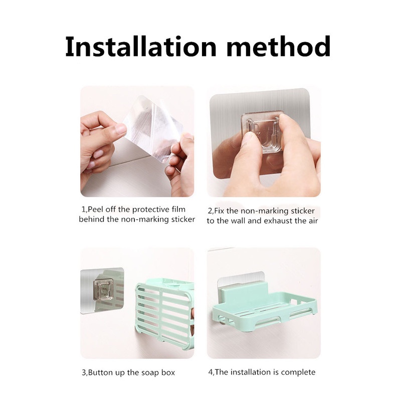 1 Giá Để Xà Phòng Một Tầng Không Cần Đục Lỗ Tự Dính Không Để Lại Dấu Vết Màu Sắc Ngẫu Nhiên