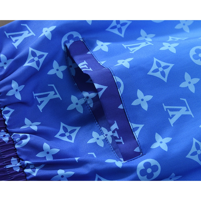 Quần Short In Logo LV Màu Xanh Gradient Thoải Mái Thời Trang Cho Nam