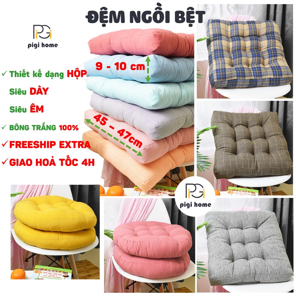 Đệm ngồi bệt tròn vuông nệm ngồi bệt nệm lót ghế size 45cm đọc sách, cho quán cafe PiGi Home