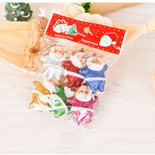 Set 6 Ông Già Noel Trang Trí Giáng Sinh Nhiều Màu Sắc