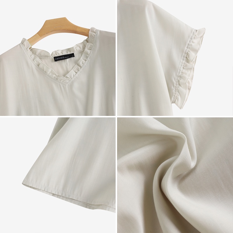 ZANZEA Áo Nữ Tay Ngắn Cổ Chữ V Thời Trang Quyến Rũ