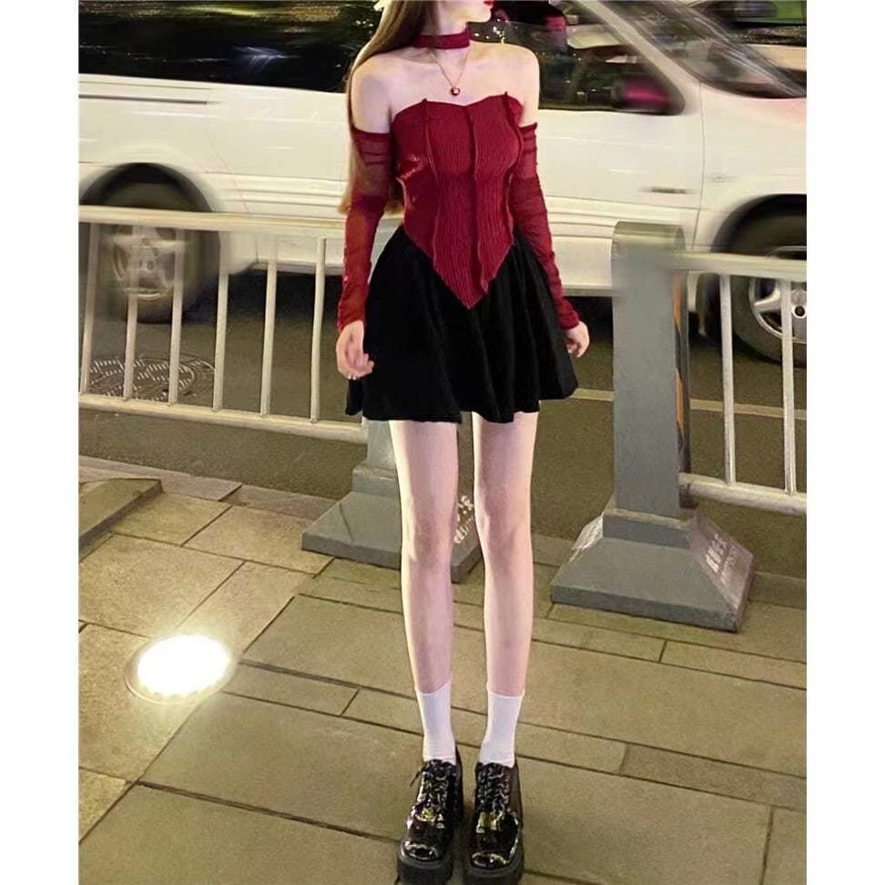 🎀Đầm đỏ chữ A phối nơ thời trang nữ tính Hàn Quốc | BigBuy360 - bigbuy360.vn