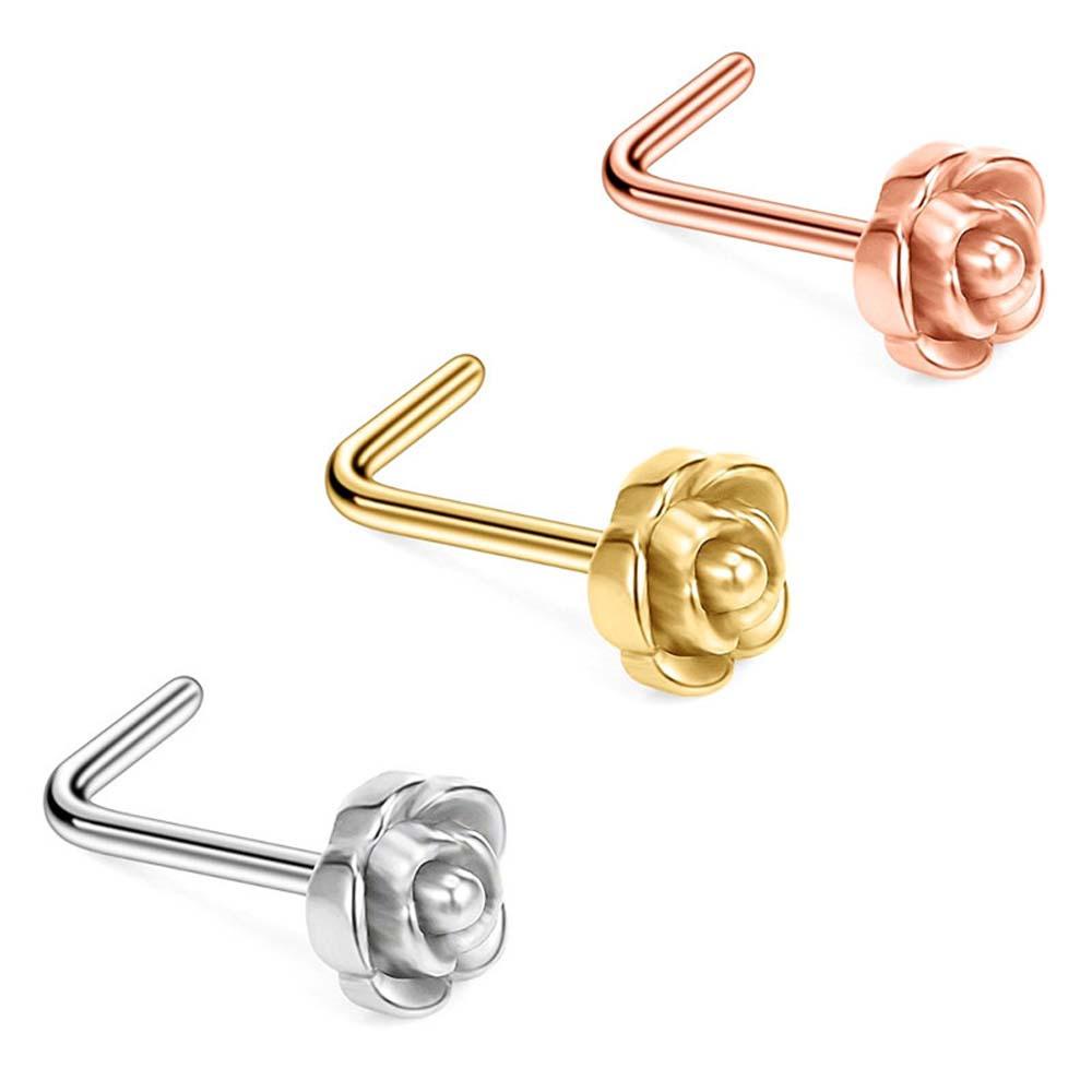 Khuyên Mũi Inox Hình Hoa Hồng Cá Tính Cho Nam