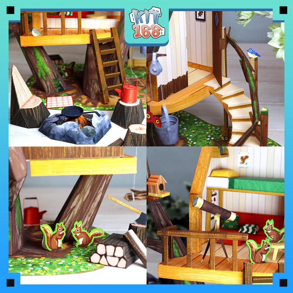 Mô hình giấy kiến trúc Nhà Gỗ trên cây