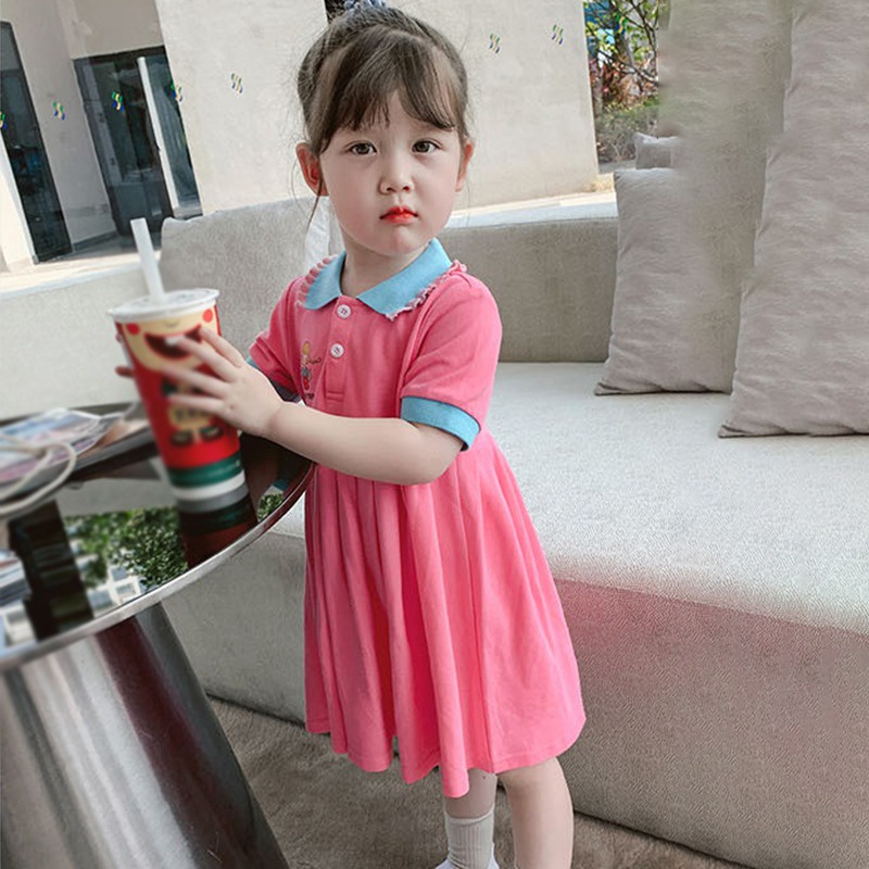 Đầm Cổ Bẻ Thiết Kế Ngọt Ngào Thời Trang Mùa Hè Cho Bé Gái