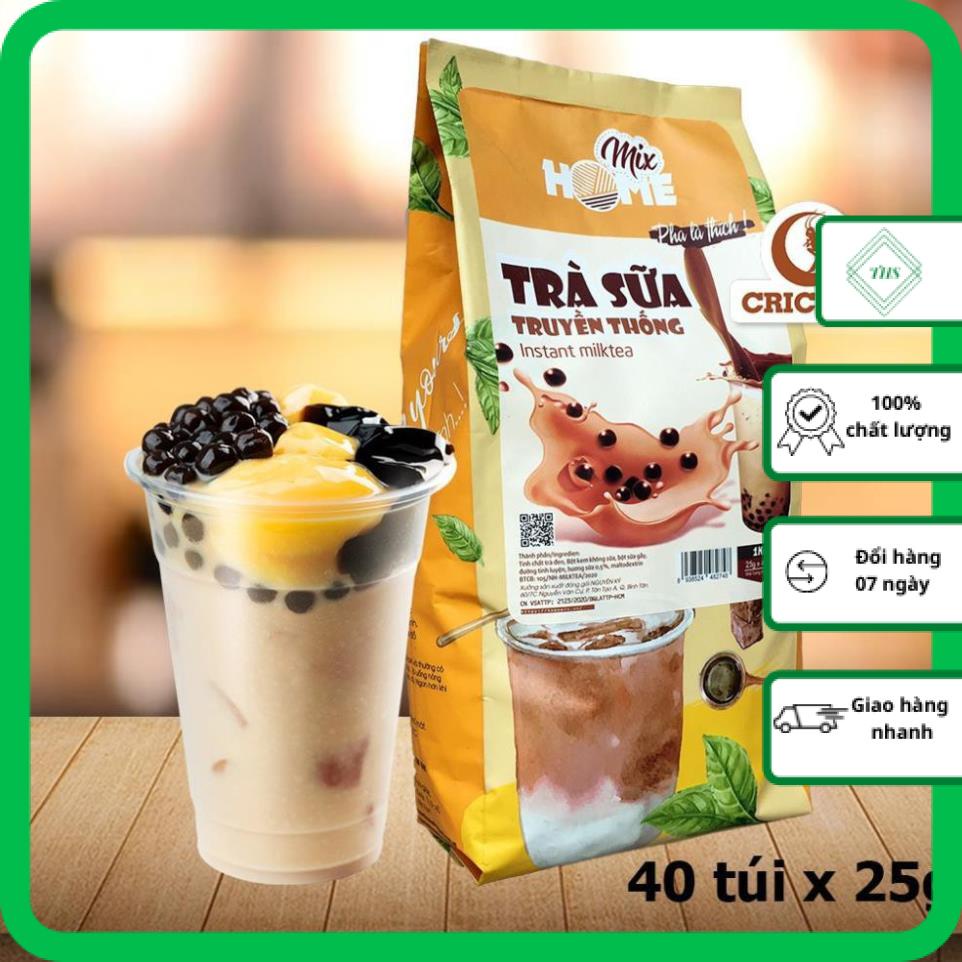 Trà Sữa Truyền Thống Home Mix - Bột Trà Sữa Hòa Tan 1kg (40 gói x 25g) - Thơm Ngon Hảo Hạng Vô Cùng Tiện Lợi