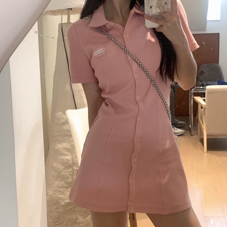 Đầm Cổ Polo Dáng Ngắn Ôm Eo Kiểu Hàn Quốc Thời Trang Mùa Hè Cho Nữ