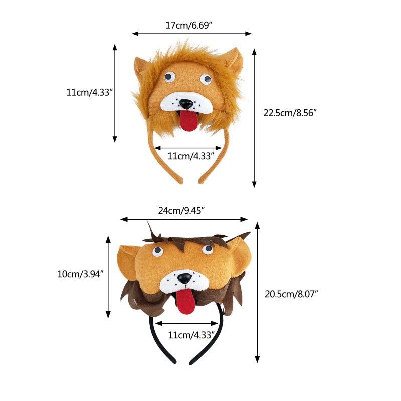 Băng Đô Cài Tóc Vải Lông Hình Sư Tử Hoạt Hình Thời Trang Đường Phố Tập Trung