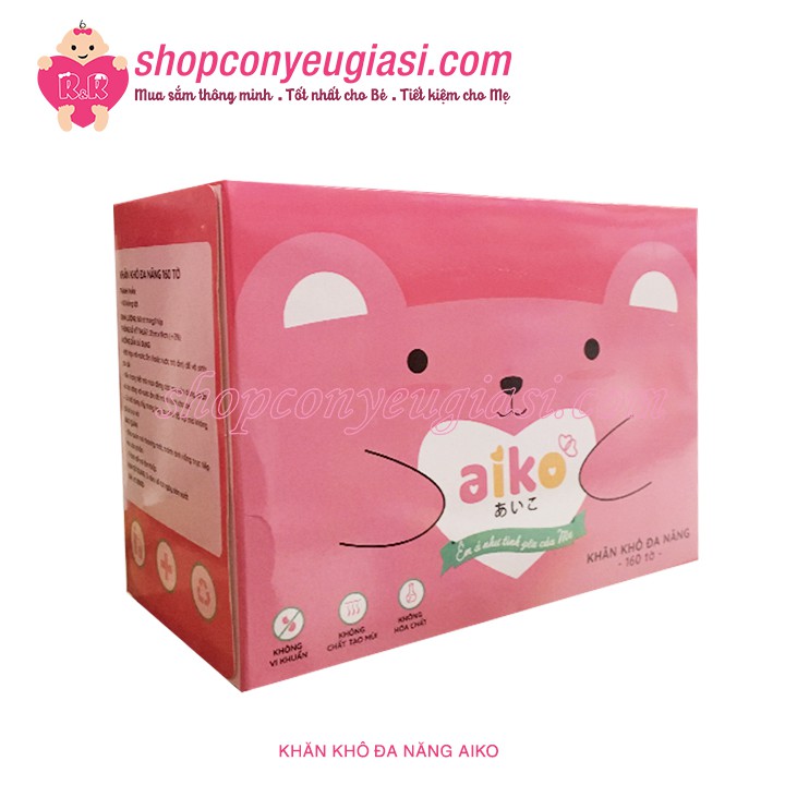 Khăn Vải Khô Đa Năng Aiko 160 tờ/hộp