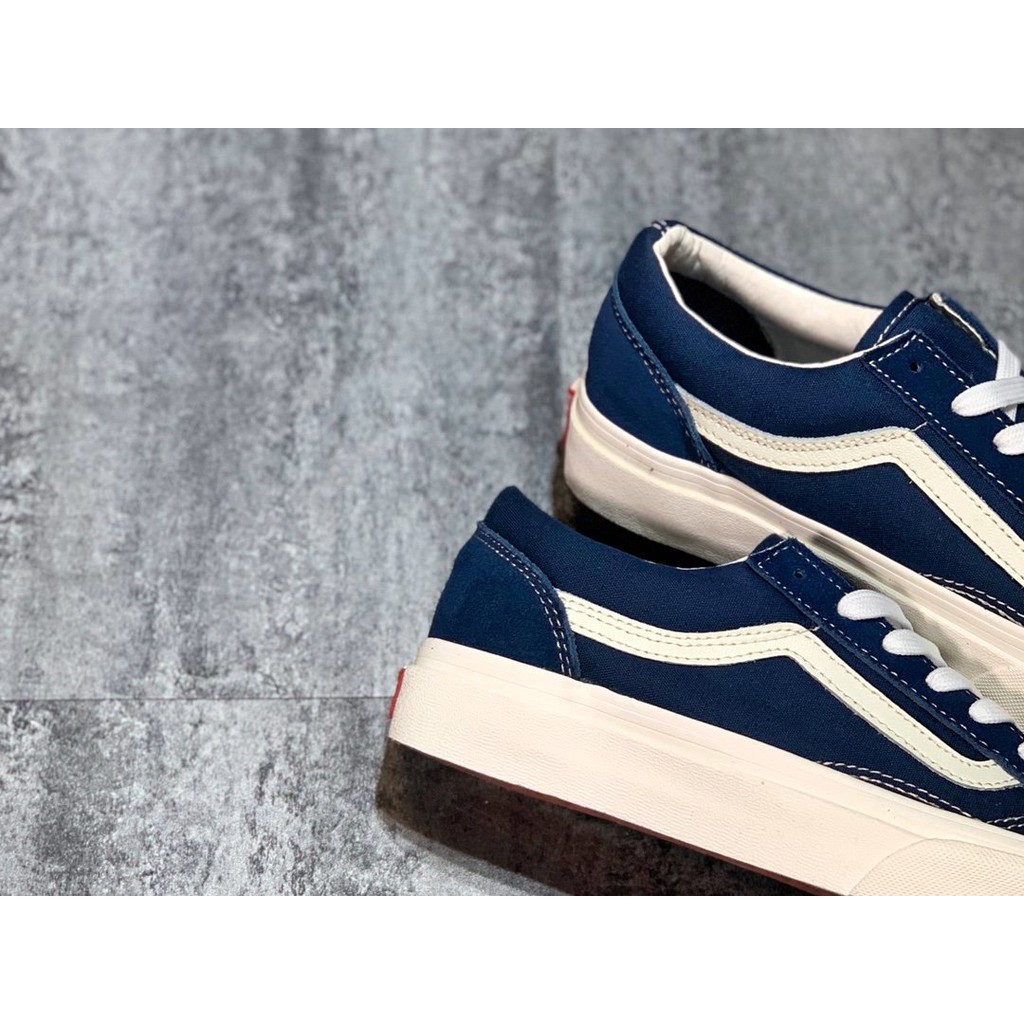 【Giá đặc biệt】Vans Old Skool OG Style 36 Navy Blue Low Top Retro Canvas Shoes