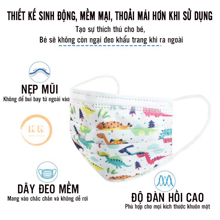 ❤️FREE SHIP❤️ Khẩu Trang Cho Bé 4-12 Tuổi [Hỏa Tốc 30p] - Hình In Ngộ Nghĩnh - Nhiều Màu Sắc - Hộp 50 cái