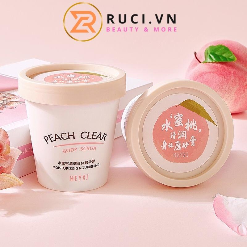 Tẩy tế bào chết da body đào Heyxi Peach Clear tẩy da chết body kem thải độc tố da TTB02