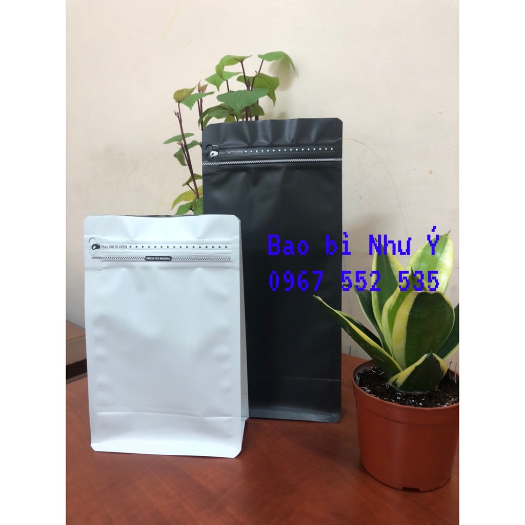 [500gr/size] - túi zip 8 cạnh đựng cafe: màu đỏ, xanh ngọc, giấy, đen, trắng sữa