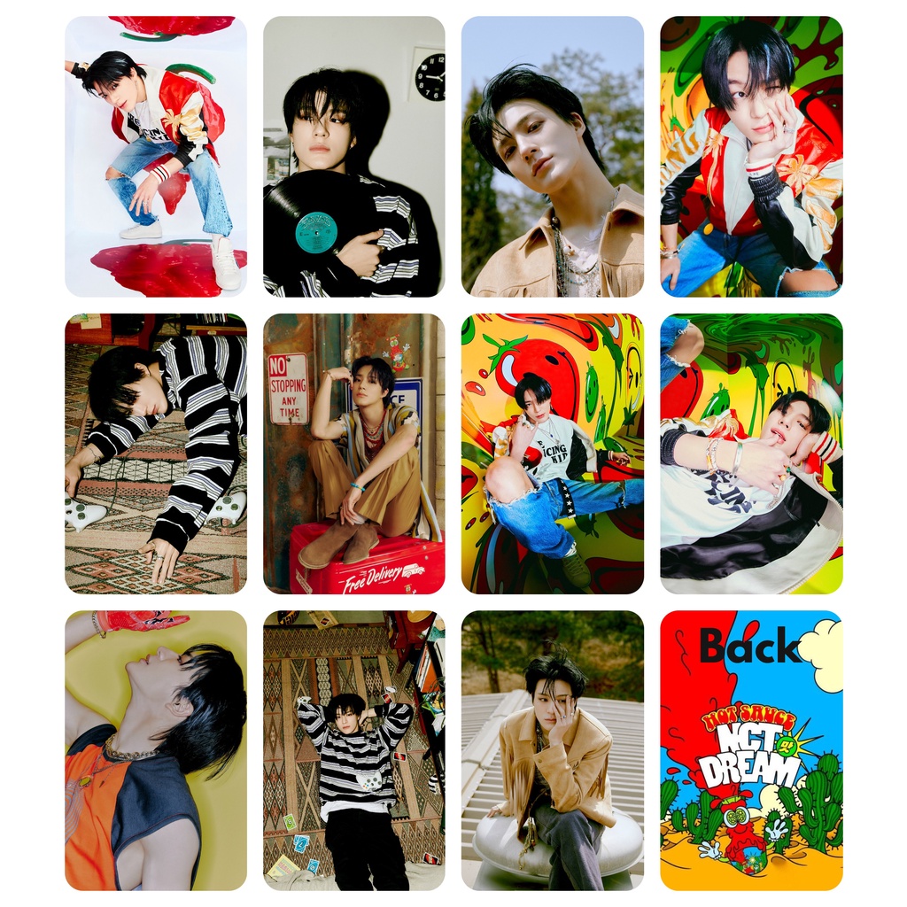 Set 10 card giấy bo góc in 2 mặt ảnh thành viên nhóm NCT DREAM - Jeno (Hot Sauce)