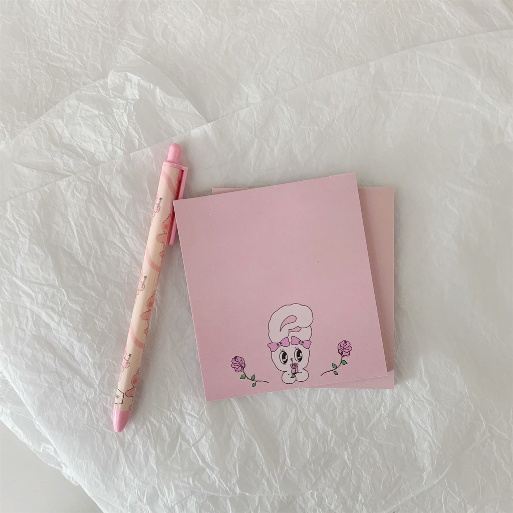 Giấy ghi chú màu hồng hình chú thỏ dễ thương đáng yêu