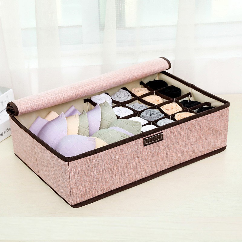SUPO DEPOT - Hộp đựng đồ lót gấp gọn có nắp khay đựng đồ tất vớ ngăn kéo tủ quần áo 17 ngăn