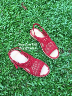 Giày móc len mẫu sandal quai hậu