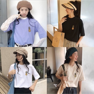 Áo thun nữ FORM RÔNG thêu hình quả dứa