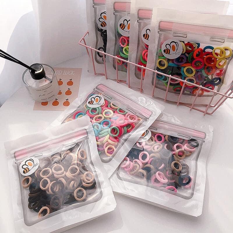 DÂY BUỘC TÓC SÉT 100 CÁI ĐA SẮC MÀU CHO BÉ YÊU PK3