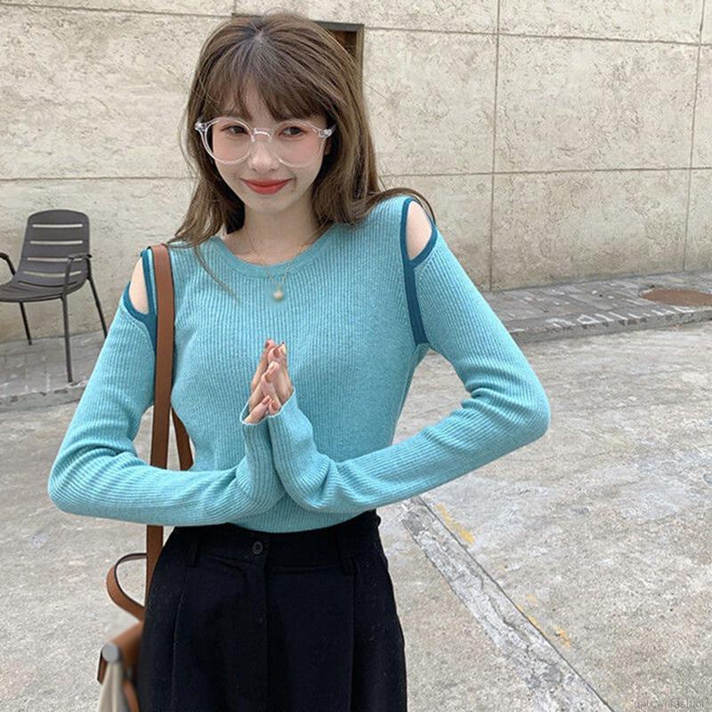 Áo Len Nữ Tay Dài Khoét Vai