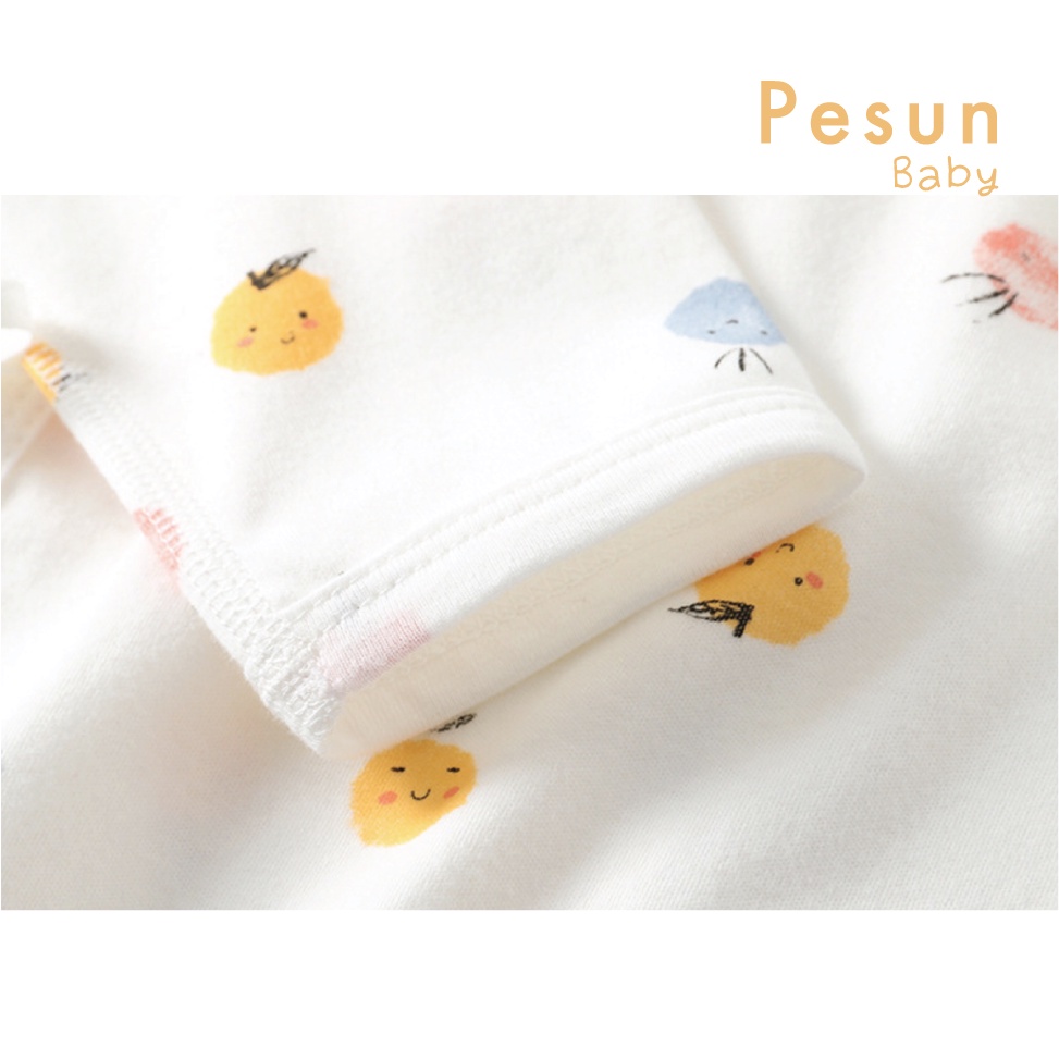 bodysuit vạt chéo pyjama cho bé cho bé 0-6 tháng tuổi vải cotton hoạ tiết đáng yêu