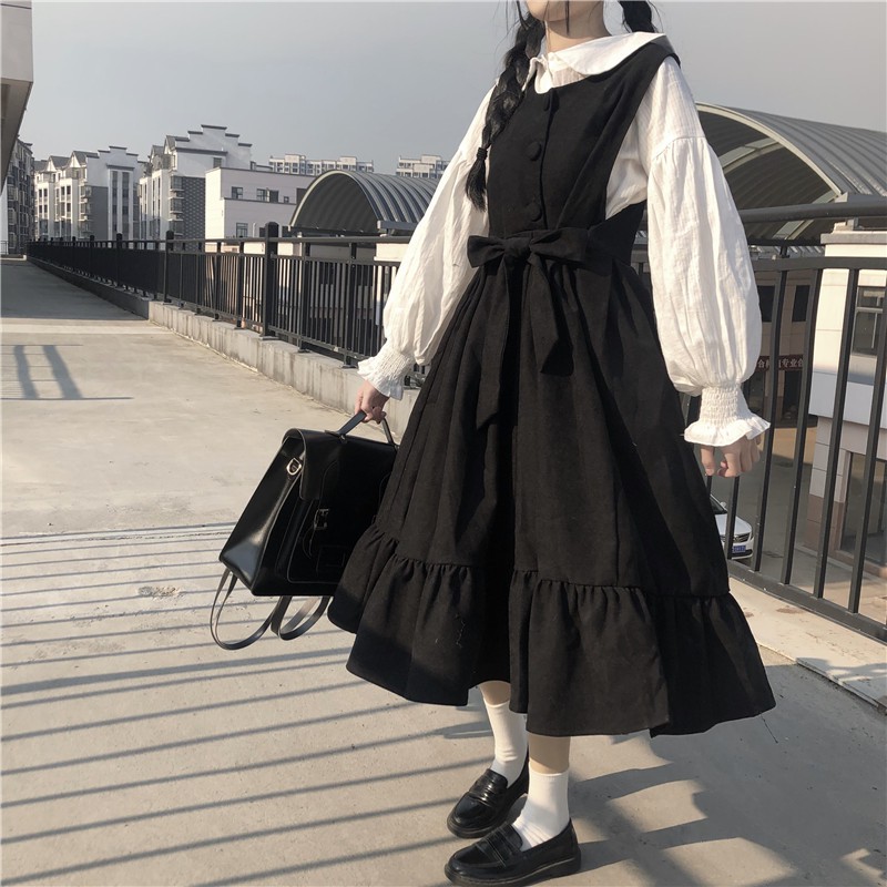 Váy Đầm Lolita Ulzzang Cột Nơ 2020