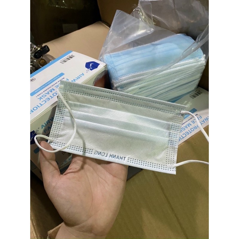 Hộp 50c KHẨU TRANG LONG HƯNG 4 LỚP KHÁNG KHUẨN CÓ DẬP LOGO CAO CẤP
