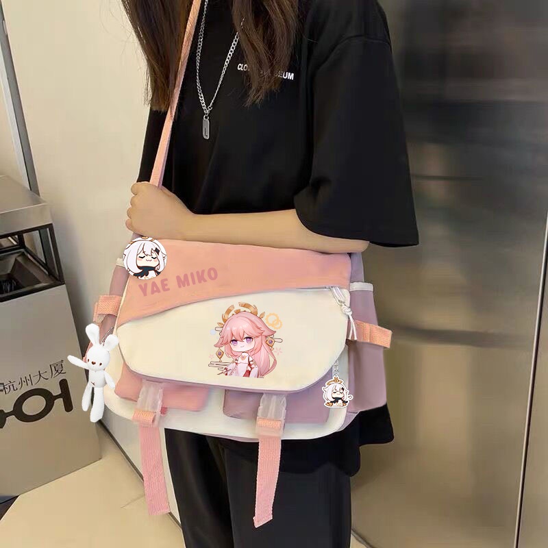 Túi Đeo Chéo Vai Xiao Hutao Zhongli Kazuha Cá Tính Tartaglia Childe Dễ Thương Yae Miko Qiqi