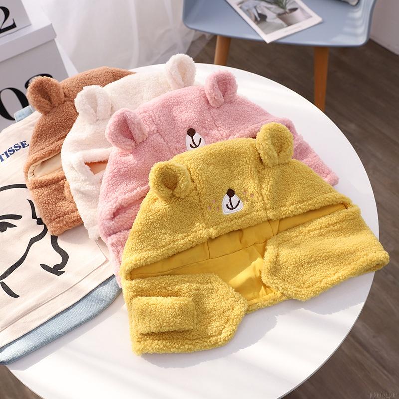Mũ trùm đầu chụp tai giữ ấm hình gấu hoạt hình dễ thương cho bé