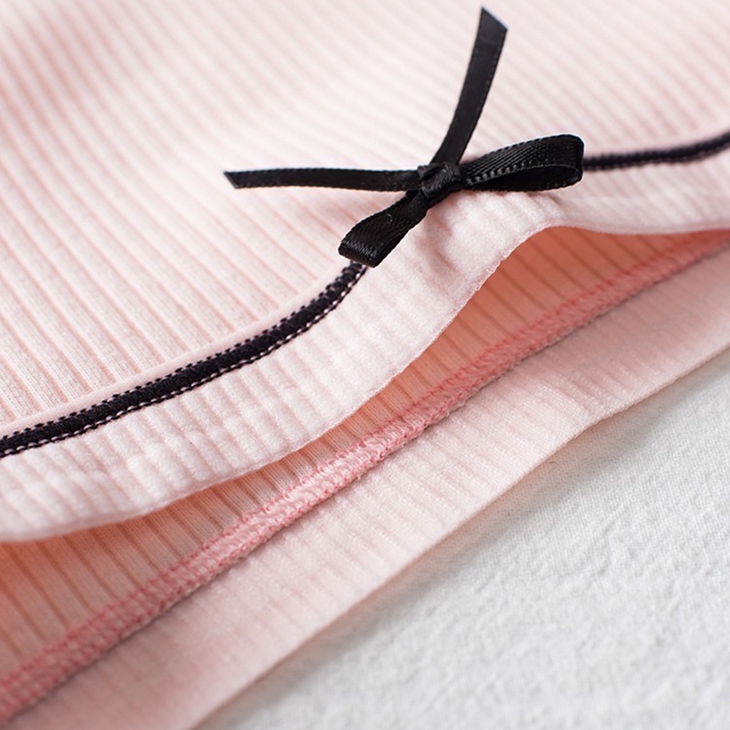 Combo 10 Quần lót cotton nữ gân tăm kháng khuẩn viền đen điệu đà, quần lót phối nơ vải thun co dãn ôm mông tôn dáng